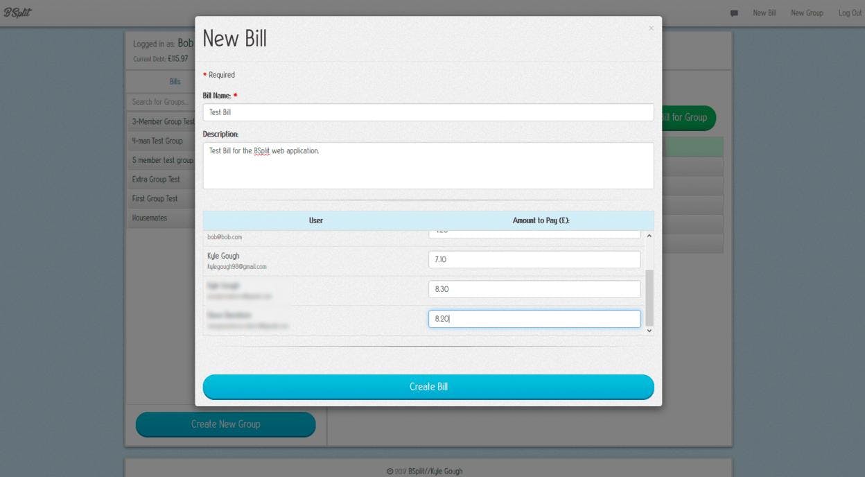 New bill form