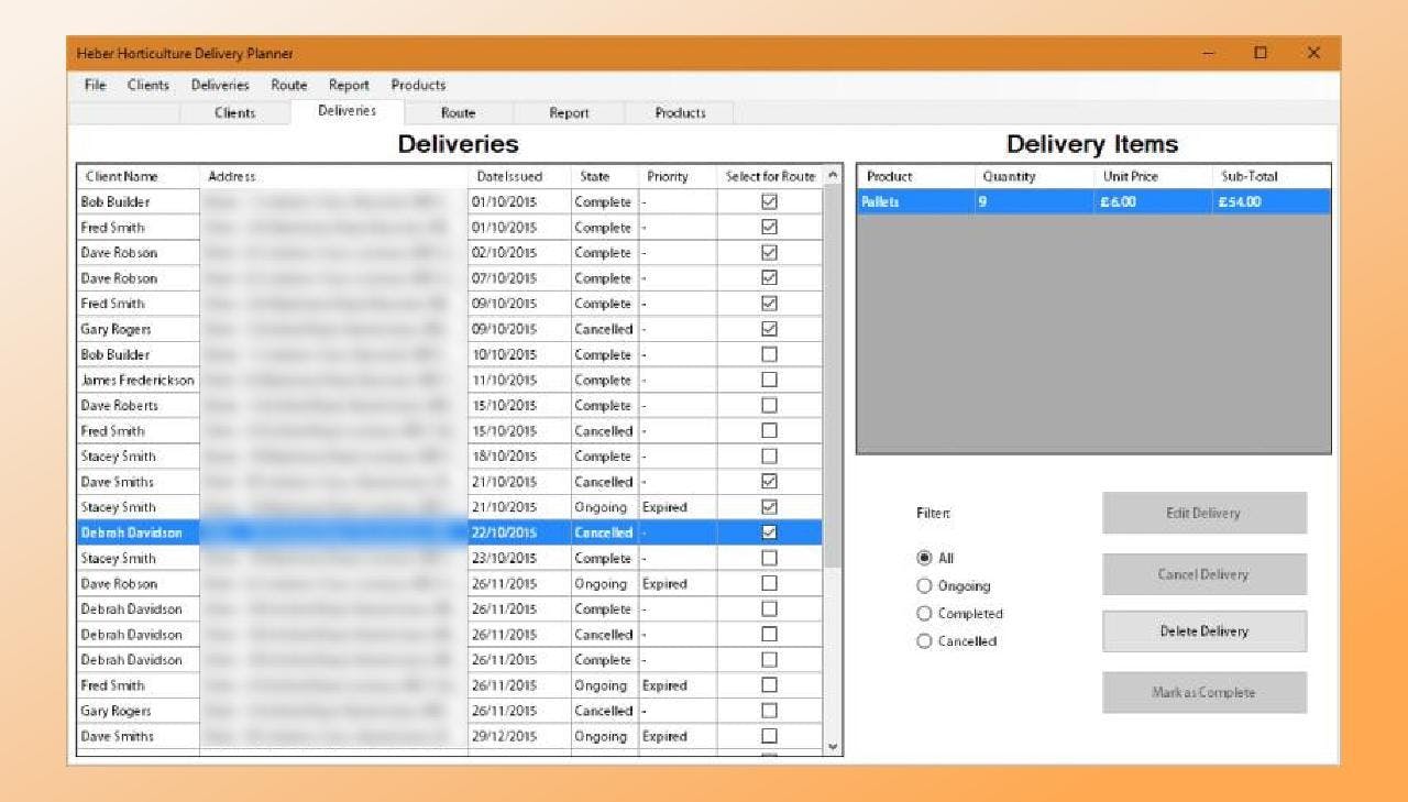 Delivery route planner