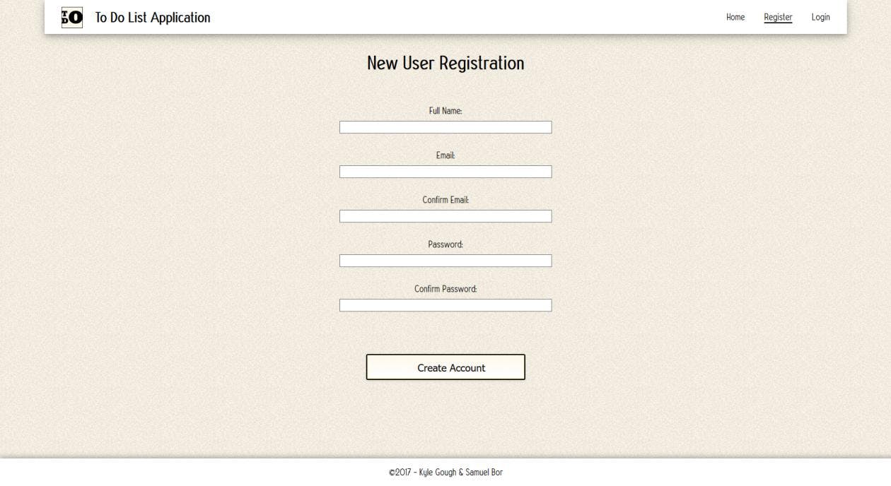 New user registration