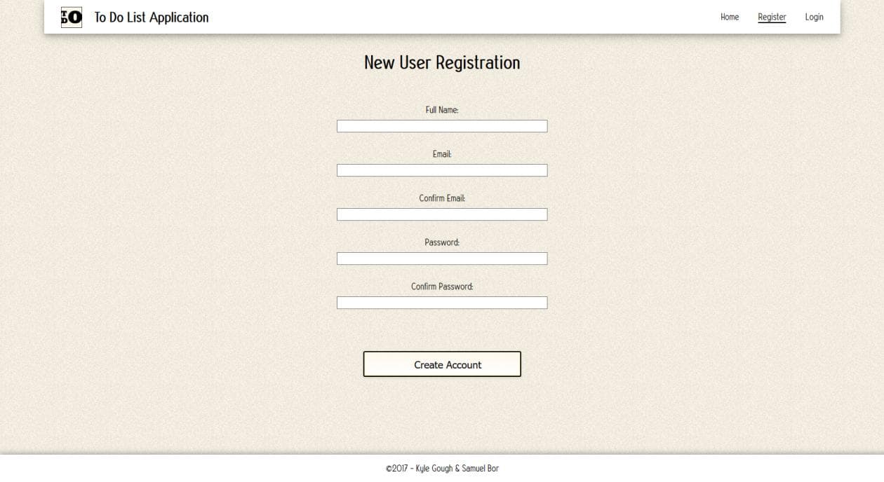 New user registration